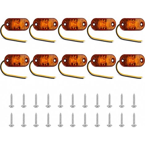 10 Feux de Marquage Latéral LED 12V 24V, Feux de Gabarit, IP65 Étanche pour Camion Remorque Caravane Camping-Car, Lot de 10 (1/5)