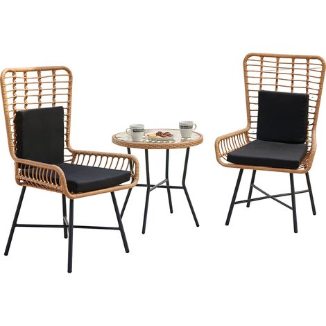 Set Tavolo e 2 Sedie da Giardino in Polyrattan Design Intrecciato da Esterno (1/4)