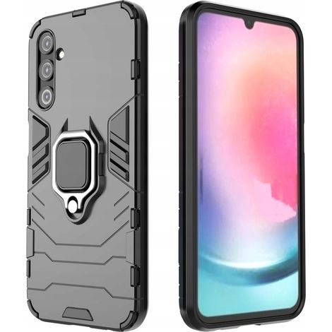 Ring Armor Schutzhülle für Samsung Galaxy A24 4G, gepanzerte Schutzhülle, magnetischer Haltering, schwarz (1/5)