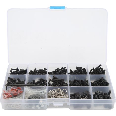 522-teiliges RC-Schraubenset, verschiedene Größen, hohe Härte, transparentes Gewinde, mit Aufbewahrungsbox für 1/8- und 1/10-Modellautos (1/5)