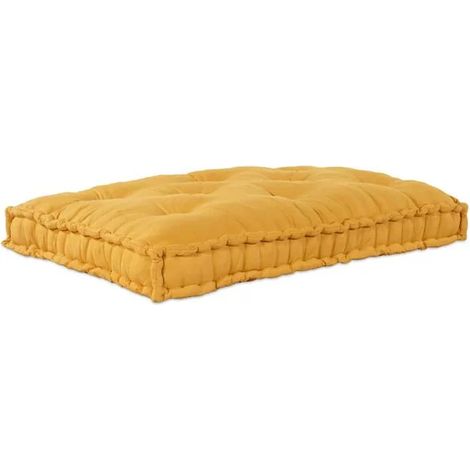Coussin de canapé plateau jaune, 120 x 80 x 12 cm, en tissu. (1/5)