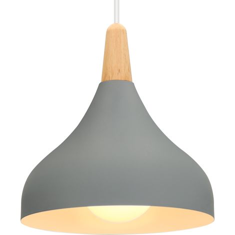 Pendant Light, Modern Chandelier with Wood Pattern, Simple Style Hanging Lighting Fixtures for Living Rooms Dining Room Kitchen Bedroom (Gray) (1/5)