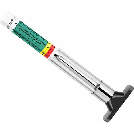 Jauge de profondeur de pneu, jauge de profondeur de pneu à motif de pneu, jauge de profondeur de pneu, jauge de profondeur de pneu intelligente à 6 faces avec code couleur, 25 mm/32e de pouce (1/5)