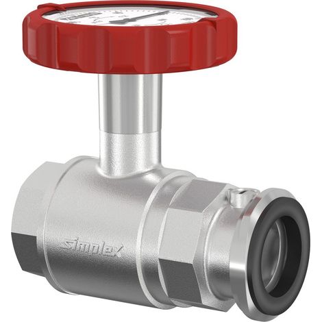 Flamco Valvola a sfera pompa con maniglia termometro rosso, SKB DN25 G1i PN16 MS vern., F10135