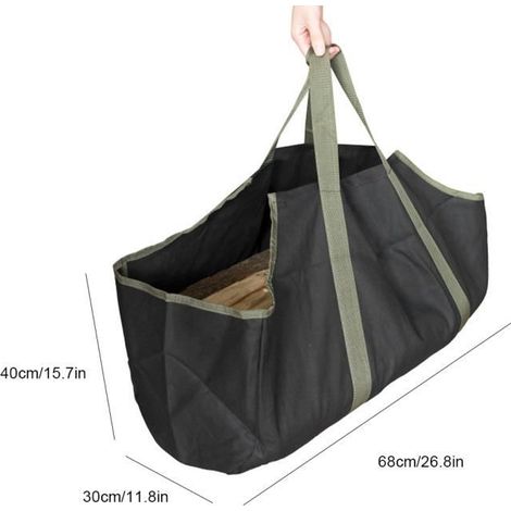 Sac à bois de chauffage - - 68x30x40 cm - Toile - Transport pratique - Accessoires cheminée