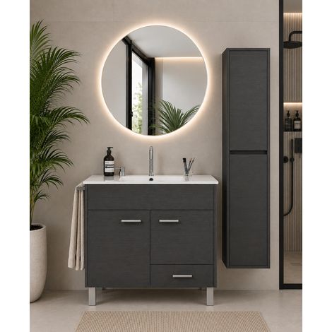 Bathroom cabinet with basin ORIGENBATH SAMOS without mirror 50x40 cm graphite with column (1/5)
