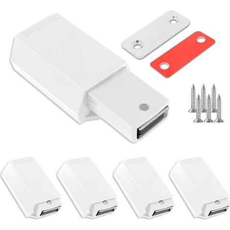 Robuster Druckverschluss, 5er-Pack weiße magnetische Druckschlösser, verdeckte Druckknopf-Verriegelung für Schränke, Schubladen, Kleiderschränke und Küchentüren. (1/5)
