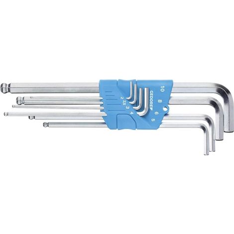 Gedore 1523988 6 pans intérieurs Jeu de clés mâles coudées 2 mm, 2.5 mm, 3 mm, 4 mm, 5 mm, 6 mm, 8 mm, 10 mm 8 pièces