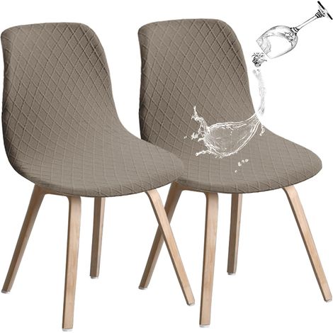 Lot de 2 Housse de Chaise Extensible,Housses de Chaise de Salle à Manger Amovible Lavables,Universel,Durable,Moderne pour Salle à Manger,Hôtel,Décor,Mariage(Taupe) (1/5)