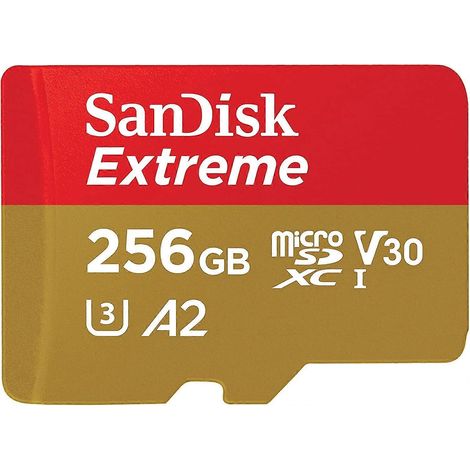 Carte mémoire microSDXC UHS-I Extreme 256 Go avec adaptateur - Jusqu'à 190 Mo/s, C10, U3, V30, 4K, 5K, A2, Carte Micro SD - SDSQXAV-256G-GN6MA