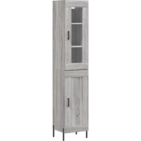Credenza buffet cassettiera mobile contenitore organizer cucina soggiorno soggiorno alto Sonoma 34,5 x 34 x 180 cm pannelli compositi grigio 020035258