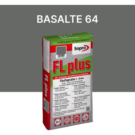 Joint carrelage intérieur et extérieur - 2 à 20 mm - Basalte 64 - Sopro FL plus - 15 kg