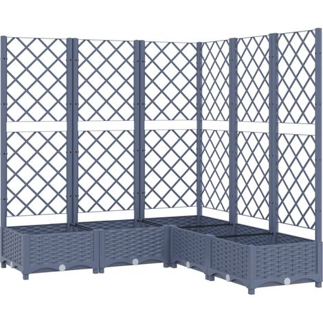 Jardinera bancal elevado plantas flores terraza jardín con enrejado 120 x 120 x 121,5 cm PP gris 020038223 (1/5)