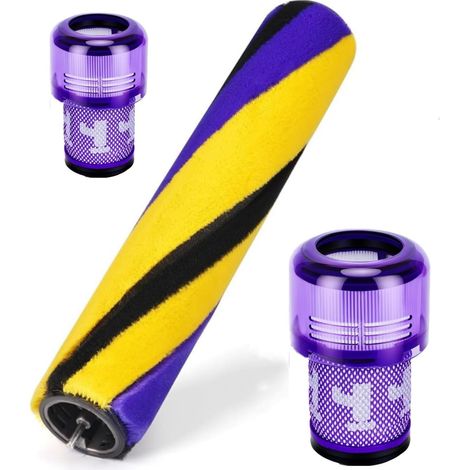 V12 Brosse pour Dyson V12 Detect Slim Filtre pour Dyson V12 Pièces détachées Accessoires pour aspirateur V12 Pièce pièce de rechange n° 971634-01, avec 2 packs de filtres HEPA V12 (1/5)