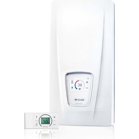 CLAGE DSX Touch, Scaldabagno istantaneo comfort elettronico con telecomando radio, 18 - 27 kW / 400 Volt, a pressione, 3200-36600