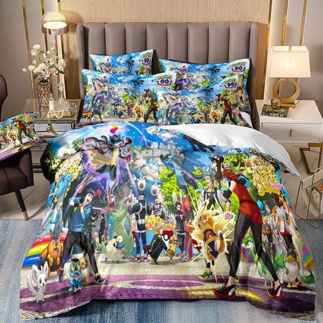 KLVGTIFS PU - 3 Pièces Housse de Couette , Housse de Couette 150x200cm +2 Taies d'oreiller 80x80cm en Microfibre Super Douce Animé 9