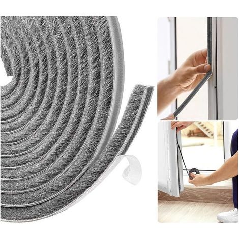 Calfeutrage de porte - Joint d'étanchéité autocollant - Pour portes coulissantes, fenêtres et armoires - Gris - 9 mm x 5 mm x 5 m (1/5)