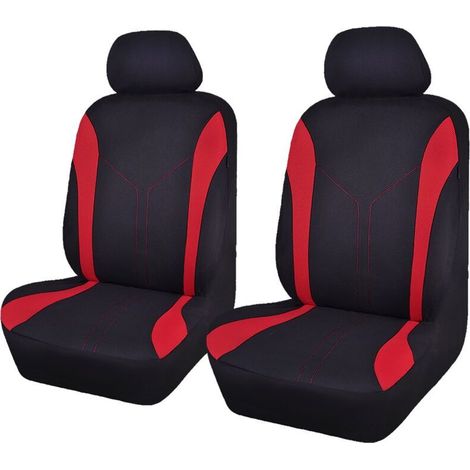 FOREHILL Universal Mode Maille Housses de siège de Voiture (2 Fronts, Noir Rouge) (1/5)