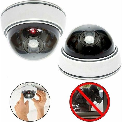 Lot de 2 caméras dôme professionnelles avec flash factice – LED clignotante – Installation facile pour sécurité intérieure et extérieure (1/5)