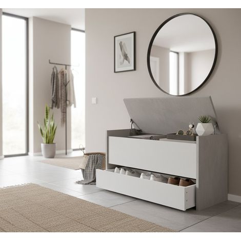 Cassapanca - Colore Ripiano Grigio, Bianco, -, 90x40x46h cm Popayan