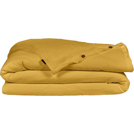 Housse de couette gaze de coton double 140 x 200 cm jaune - PEPA 1 (1/5)