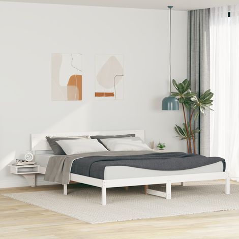 vidaXL Cadre de lit avec tête de lit Blanc 180 x 200 cm Pin massif (1/5)