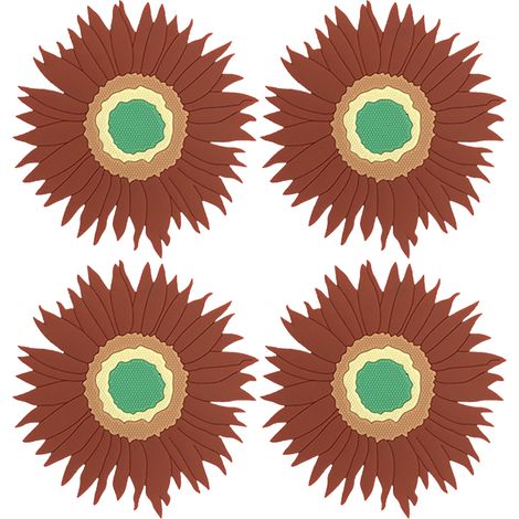 Maniques pour casseroles et poêles chaudes, accessoire de cuisine, maniques en silicone tournesol – lavables au lave-vaisselle (4 pièces) (Marron, Grand) (1/5)