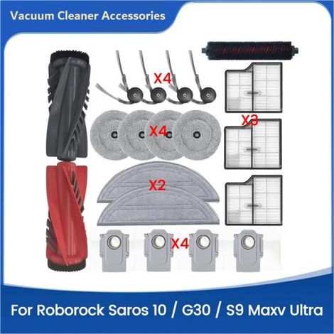 Kit Accessoires Rechange Pour Aspirateur Robot - Brosse Principale - Filtre Hepa - Serpillière Microfibre - Compatible Roborock Saros 10 G30 S9 Maxv Ultra - 20 Pièces (1/5)