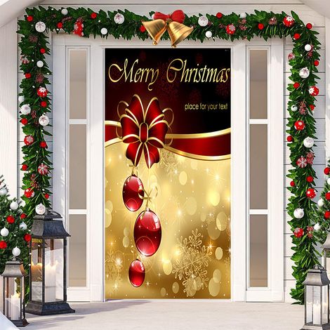 Nouvelle décoration adhésive de porte pour Noël, toile de fond festive, tapisserie murale pour porte de chambre, largeur de porte - SDMT-141 - 110 x 180 cm