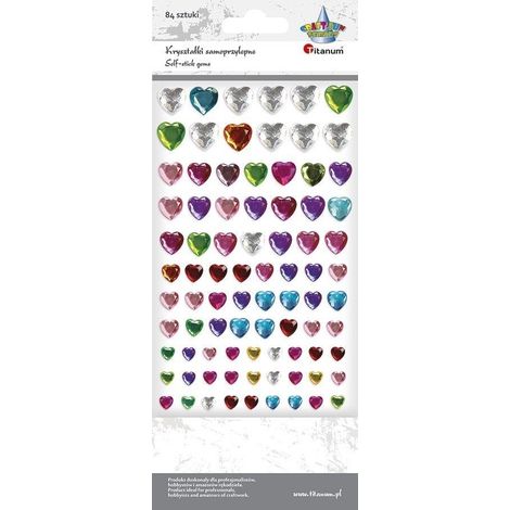 Mix di cristalli autoadesivi a forma di cuore, 84 pezzi