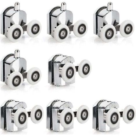 8 Roulettes Porte de Douche Coulissante Roulette Porte Coulissante Douche en Alliage de Zinc 23 mm de Diamètre Roues Jumelées de Rechange pour Salle de Bain (1/4)