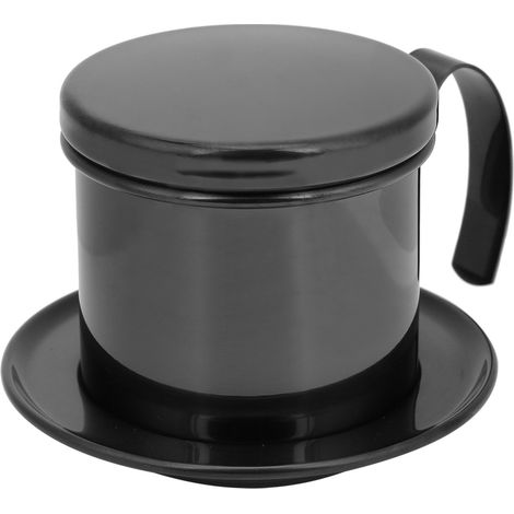 Kaffeefilterkanne aus vietnamesischem Edelstahl, glänzend schwarz, für Zuhause, Küche, Büro, Restaurant oder Café. (1/5)