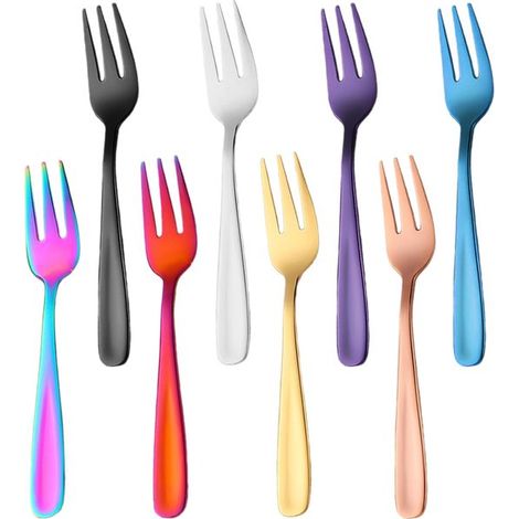 Juego de tenedores coloridos - Mini tenedores - 8 piezas - Acero inoxidable - 13,7 cm (1/5)