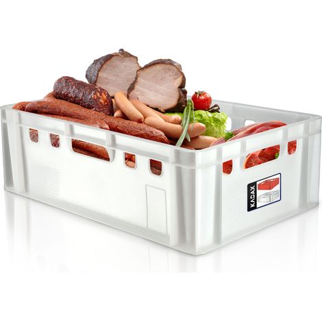 KADAX Fleischbox aus Kunststoff HDPE, Metzgerkiste 60 x 40 cm, E2 Fleischkiste mit bequemen Griffen, (1/5)