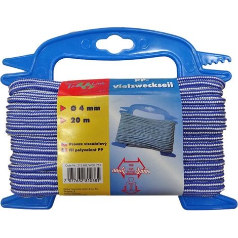TrendLine Seil Ø 4mm x 20m Blau/Weiß Polypropylen Mehrzweckseil Allzweckseil
