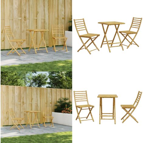 Ensemble de bistro 3 pcs bambou - Meubles De Jardin - Salon De Jardin - Ensemble De Bistro - Mobilier Extérieur - Table Pliante - Home & Living (1/5)