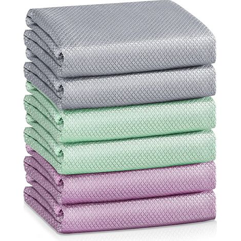 Chiffon de nettoyage en microfibre à rayures écailles de poisson pour rétroviseurs de voiture, sans verre magique, lot de 6 assortis (1/5)