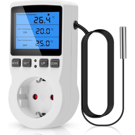 Temperature Controller Sockets, Backlit Screen, 230V Digital Thermostat Socket with Temperature Control Sensor (1/5)