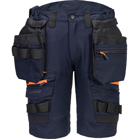 Pantalones cortos de trabajo portwest dx4 tela elástica bolsillos extraíbles