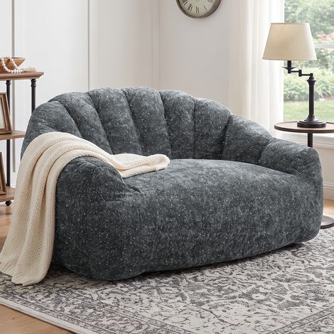 Canapé 2 Places Tissu Étoilé Velours Doux – Canapé droit avec Accoudoirs – Dimensions 140 × 98 × 61 cm –Détente pour Salon, Chambre et petite Espace – Gris (1/5)