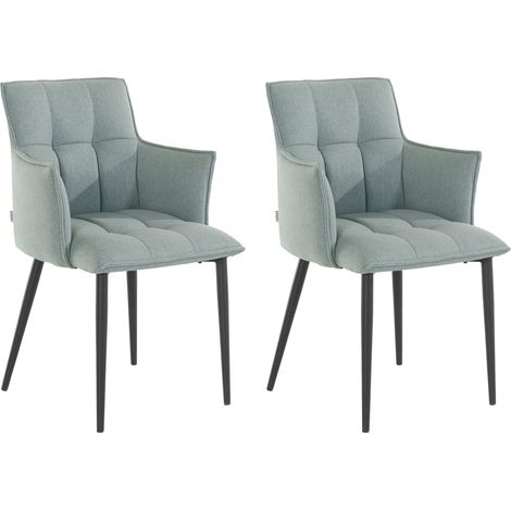 Marcia-Ensemble de 2 chaises de salle à manger rembourrées en tissu tissé vert menthe