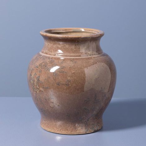 Vase Urne Rosaire Rose Grès 20x21cm (1/4)