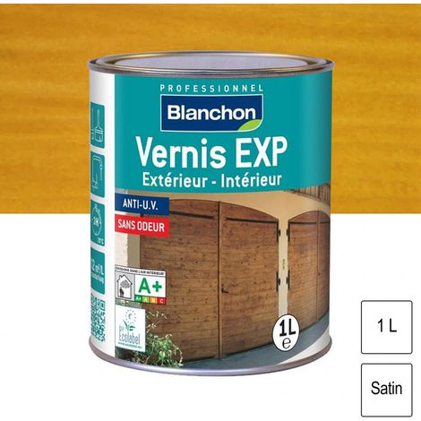 Blanchon – Vernis pour boiseries et menuiseries chêne clair satiné 2,5L – Haute résistance aux UV – Pour bois dur et teck – Application intérieure/extérieure