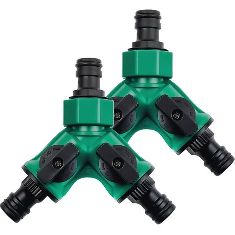 2 Voies Répartiteur Adaptateur,Séparateur en Y 3/4 Pouces Hose Connector,Tuyau d'arrosage à Double Connexion,Régulateur de Débit d'eau et Verrouillabl (1/5)