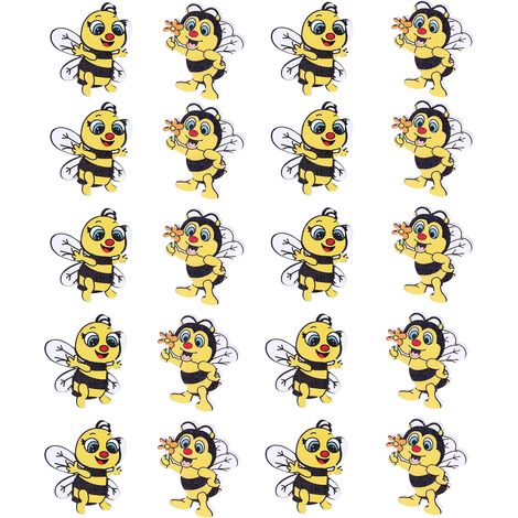 20pcs Boutons en Bois Forme Abeille Boutons Décoratifs Peints Accessoires de Couture pour Vêtements Scrapbooking (1/5)