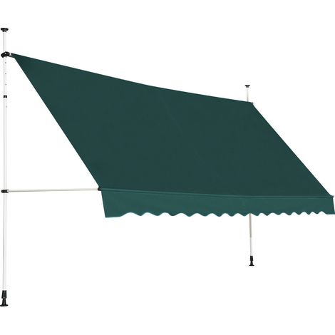Tenda da sole estensibile 400 x 200-300 cm in alluminio con manovella e isolamento termico stile moderno in tessuto oxford verde 200010444