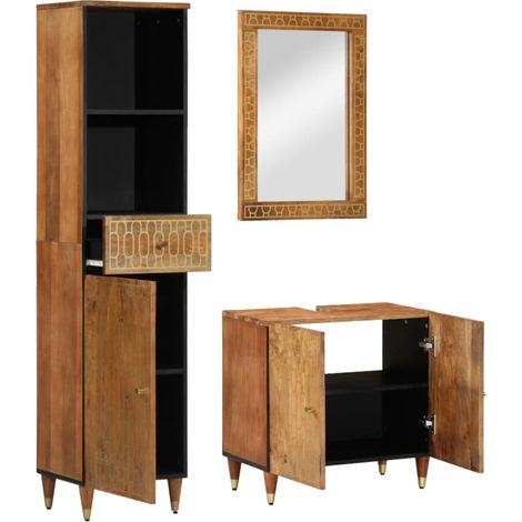 Maison Exclusive - Set Mobili da Bagno 3pz in Legno Massello di Mango