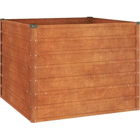 Vassoio per fioriera aiuola rialzata piante fiori terrazza giardino arrugginito 100 x 100 x 77 cm acciaio corten marrone 020039857