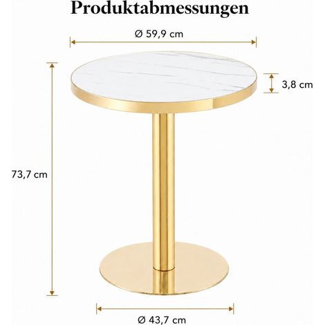 Table d'appoint ronde effet marbre, Ø 59,9 x 73,7 cm, MDF et acier inoxydable doré HAVRYA (1/5)