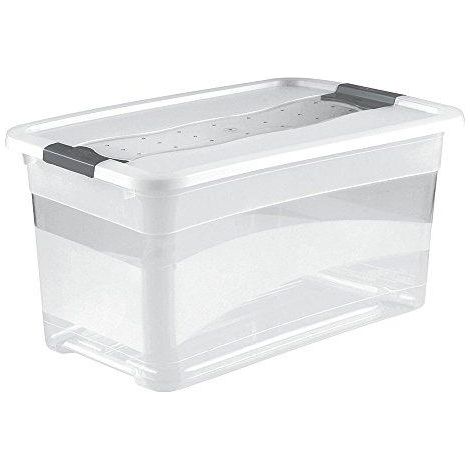 Lagerwürfel mit Deckel, Kunststoff, transparent, 83 l